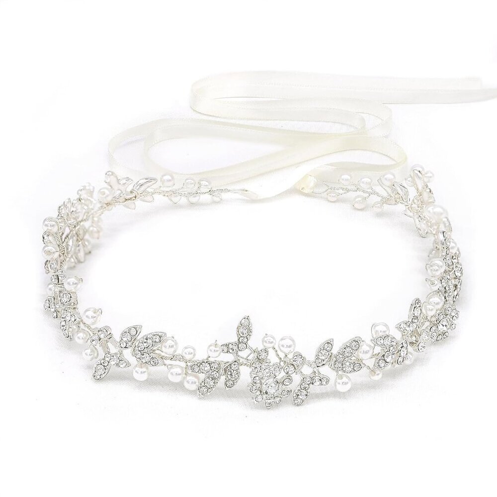 Bridal Crystal Pearl Headband Bohemian Wedding Hair Accessories for Bride